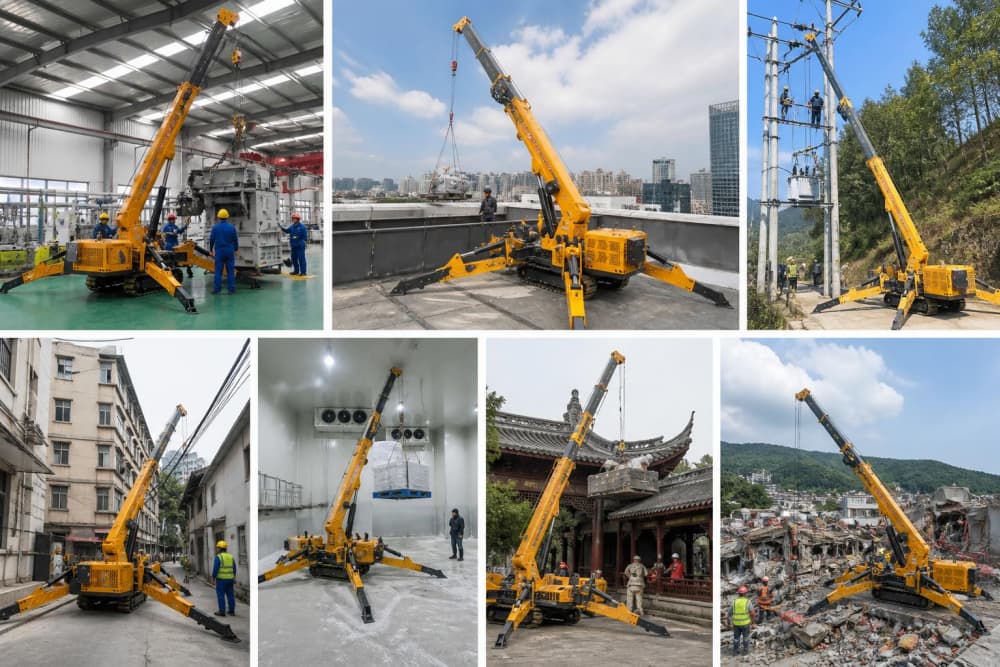 JTZD‑4T 4‑Ton Ultra‑Compact Mini Crawler Spider Crane for Ultra‑Narrow‑Site Lifting JTZD‑4T 4‑ton mini crawler spider crane with CE certification for indoor equipment installation & structural assembly
